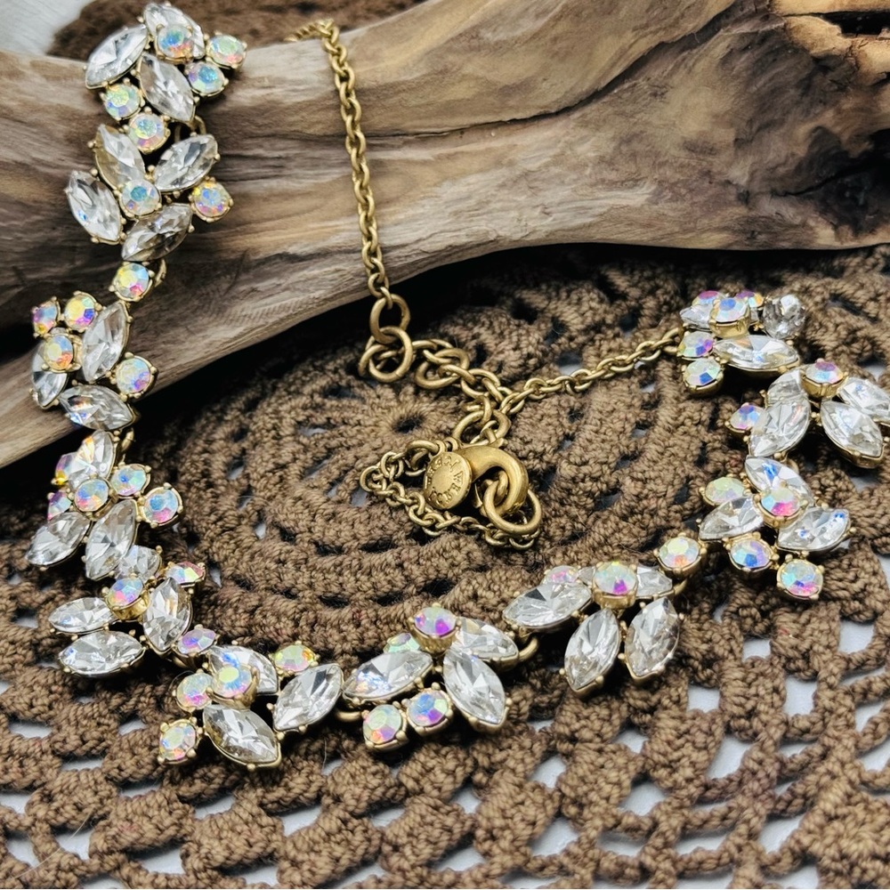 Rare J.Crew Crystal & Aurora Borealis Cluster Statement Necklace